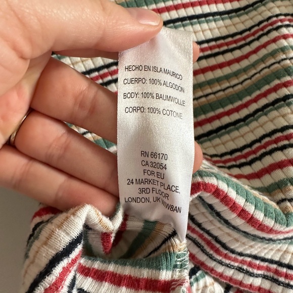 Urban Outfitters Multicolor Striped Long Sleeve Faux Wrap Crop Top Size XS EUC - Picture 6 of 7